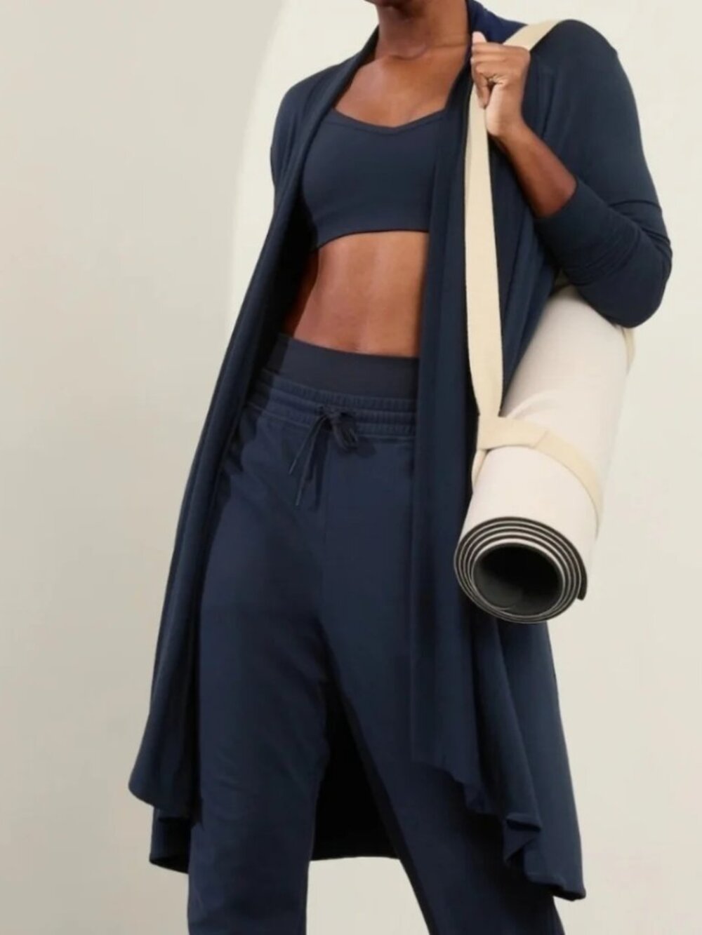 Athleta Pranayama Longline Wrap Athleisure Gorpcore Pockets 2024 in Navy Blue M